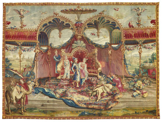 TAPISSERIE "LE RETOUR DE CHASSE" DE LA TENTURE DE "L`HISTOIRE DE L`EMPEREUR DE CHINE" D`&#201;POQUE LOUIS XIV - Foto 1