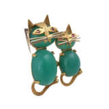 Brosche "2 Katzen" aus Grünachat Cabochons, - photo 2