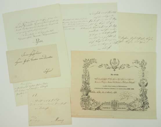 Ministerpräsident des Großherzogtum Hessen Freiherr R.v.D.z.L. - Preussen: Kriegsdenkmünze 1870/71, für Nicht-Combattanten Urkunde. - photo 1