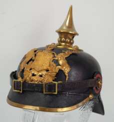 Württemberg: Pickelhaube für Mannschaften des Infanterie-Regiment Nr. 121 - Kammerstück.