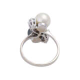 Ring mit 2 Perlen und 6 Brillanten, zusammen ca. 0,6 ct, - photo 4