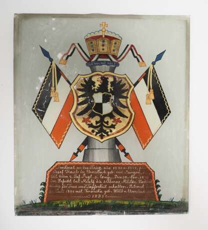 Württemberg: Hinterglass Reservistenbild eines Trägers der Silbernen Militär-Verdienstmedaille, Karl für 1870 der 3./ 2. Infanterie-Regiment. - фото 1