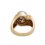 Ring mit Tahitiperle entouriert von 12 Brillanten, - photo 4