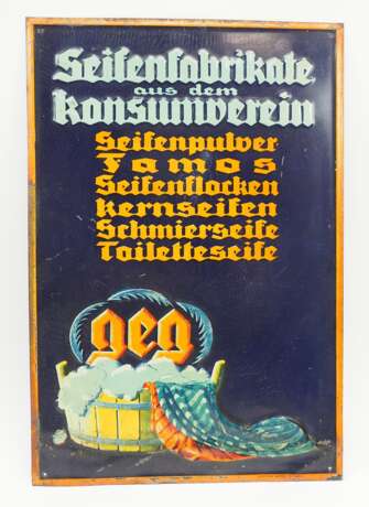 Reklame-Blechschild: Seifenfabrikate aus dem Konsumverein. - photo 1