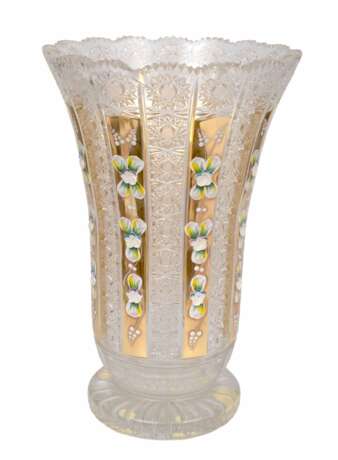 Crystal vase with enamel painting Crystal Mid-20th century - photo 1