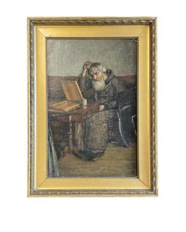 Russian School 18th Century: Man Combing His Hair Oil on Canvas oil painting realism 18th century - photo 1