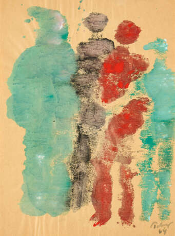 Mark Tobey. Ohne Titel (Figuren Grün-Rot-Grau) - photo 1