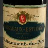 2 Diverse Flaschen Chateauneuf-du-Pape: J. Calvet 1947 und Boisseaux-Estivant 1953, Rotwein, 0,75l, hs, Etiketten beschädigt - фото 4