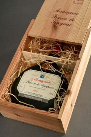 Flasche 1940 Armagnac Baron de Sigognac, Cazaubon (Gers), 0,7l, in Original Holzbox - photo 8