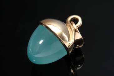 Tamara Comolli &quot;Mikado Bouquet XL&quot; Gelbgold 750 Anhänger mit großen Aqua Chalcedon in Kegelform, sign., L. 3/4cm, Tragespuren