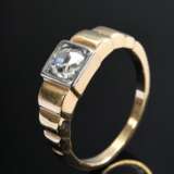 Getreppter Art Deco Gelbgold 585 Vorsteckring mit Altschliffdiamant (ca. 0.30ct/P1/TCR, angeschlagen), 3,6g, Gr. 50 - Foto 1