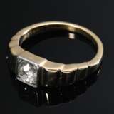 Getreppter Art Deco Gelbgold 585 Vorsteckring mit Altschliffdiamant (ca. 0.30ct/P1/TCR, angeschlagen), 3,6g, Gr. 50 - Foto 2