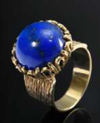 Обзор. Großer Gelbgold 585 Ring mit Lapislazuli Cabochon, 9,7g, Gr. 55, Ø Lapis 13,3mm