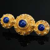 Gelbgold 585 Trachtennadel mit Lapislazuli Cabochons in granulierter Fassung, 3,5g, 3,2x1,2cm, min. best. - photo 1