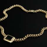 Gelbgold 585 Rundpanzercollier mit grünem Verdelith Turmalin (ca. 8ct) und seitlichen Brillantleisten (zus. ca. 0.30ct/VSI/W), 61,1g, L. 42cm, leichte Tragespuren - photo 2