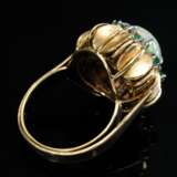 Midcentury Gelbgold 750 Ring mit Opal Cabochon in Smaragdkranz, 12g, Gr. 55 - photo 3