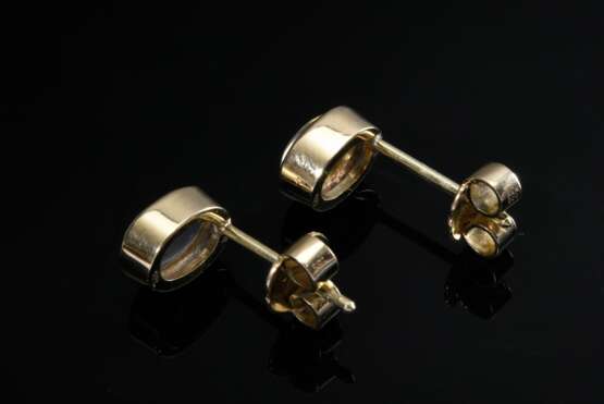 3 Teile Gelbgold 585 Mondstein Schmuck: Collier (5,3g, L. 43,7cm) und Paar Ohrstecker (2,6g, 8,8x6,9mm) - photo 4