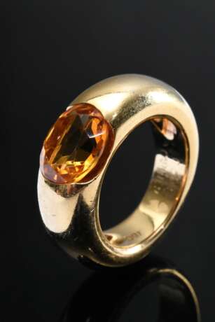 Cartier Gelbgold 750 "Ellipse" Ring mit oval facettiertem Citrin (ca. 2ct), sign./num., 15,1g, Gr. 50, Box mit Gebrauchsspuren - фото 1