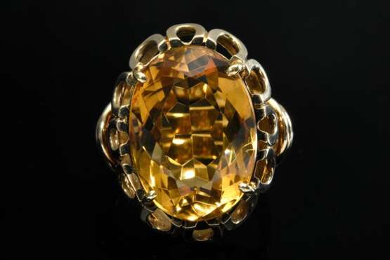 Handgefertigter Gelbgold 585 Ring mit oval facettiertem Citrin (ca. 11.5ct), 9g, Gr. 52,5 - фото 3