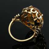 Handgefertigter Gelbgold 585 Ring mit oval facettiertem Citrin (ca. 11.5ct), 9g, Gr. 52,5 - Foto 4