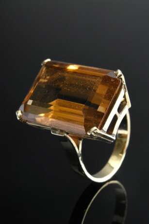 Gelbgold 585 Ring mit Citrin im Treppenschliff (ca. 16ct), 8,9g, Gr. 55, Kratzer - photo 1