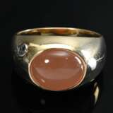 Gelbgold 585 Bandring mit apricotfarbenem Mondstein, seitlich sign., 6,8g, Gr. 60 - фото 3