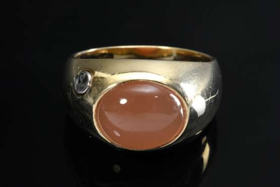 Gelbgold 585 Bandring mit apricotfarbenem Mondstein, seitlich sign., 6,8g, Gr. 60 - фото 3