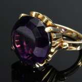 Hochaufgesetzter Gelbgold 585 Ring mit rund facettiertem Amethyst (ca. 12.9ct), Handarbeit um 1950, 11,2g, Gr. 54 - photo 2