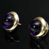 Paar runde Gelbgold 585 Amethyst Cabochon Ohrstecker, 8,8g, Ø 16,6mm - фото 1