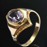 Gelbgold 585 Ring mit Amethyst in martellierter Rautenfassung, 2,7g, Gr. 52 - фото 1