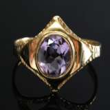 Gelbgold 585 Ring mit Amethyst in martellierter Rautenfassung, 2,7g, Gr. 52 - фото 3