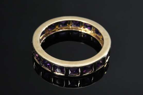 Gelbgold 333 Memory Ring mit Amethyst Carrés, 2,9g, Gr. 60 - фото 2