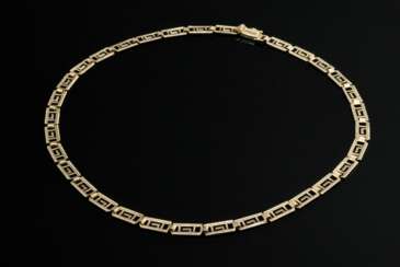 Gelbgold 585 Collier im Mäander Muster, 14,1g, L. 44cm