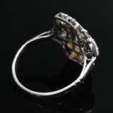 Art Deco Platin 950 Ring mit Brillanten und Achtkantdiamanten (zus. ca. 0.79ct/P1/TCR) in geometrischem Ringkopf, 3,3g, Gr. 53,5, rest. - Foto 4