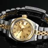 Rolex "Oyster Perpetual Lady Datejust", Edelstahl und Gold 750, Automatikwerk, Zifferblatt mit römischen Ziffern und Strichindizes, Leuchtzeigern und -punkten, Datumsanzeige mit Lupenglas, Zentralsekunde, goldf… - photo 1