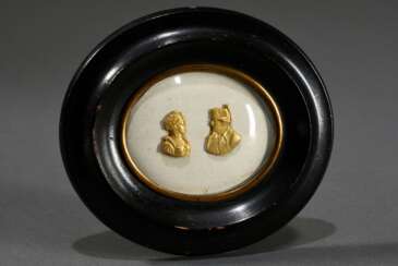 Ovaler Rahmen mit 2 Bronze Reliefbüsten &quot;Napoleon und Josephine&quot;, 19.Jh., 11x12cm