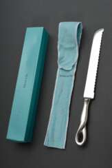 Tiffany &amp; Co. &quot;Padova&quot; Brotmesser, Entw.: Elsa Peretti, gestempelt: &quot;Peretti T. &amp; Co. Sterling Italy 1984&quot;, Silber 925 mit Stahlklinge, L. 28,5cm, in Original Box