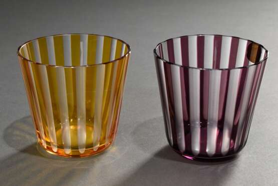 10 Teile Rotter Glas, Lübeck 2. Hälfte 20.Jh.: 7 Wassergläser in diversen Schliffen und Farben, 2 Whiskey Tumbler und rot überfangene Vase mit Kugelschliff, H. 7-5-16,5cm - фото 6