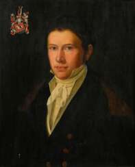 Unbekannter Portraitist des 19.Jh. &quot;Porträt Johann Friedrich Wüstenfeld (1791-1833)&quot;, Öl/Holz, verso bez., 59,5x48cm (m.R. 72,5x61cm)