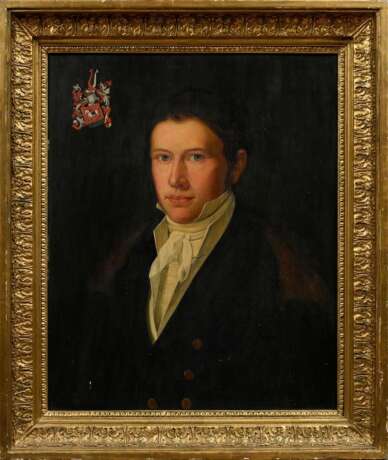 Unbekannter Portraitist des 19.Jh. "Porträt Johann Friedrich Wüstenfeld (1791-1833)", Öl/Holz, verso bez., 59,5x48cm (m.R. 72,5x61cm) - photo 2