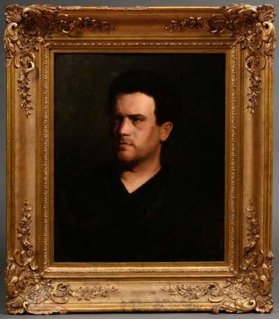 Schlabitz, Adolf Gustav (1854-1943) zugeschrieben "Herrenportrait", Öl/Malpappe, verso bez., Prunkrahmen, 58,5x47,3cm (m.R. 82,5x72cm), rest. - Foto 2