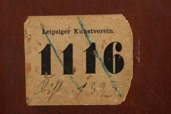 Barthel, Paul (1862-1933) "Mädchenportrait" 1899, Öl/Holz, o.r. sign./dat., verso Klebeetikett "Leipziger Kunstverein" und bez., Prunkrahmen (Defekte), 33x27cm (m.R. 46,5x42cm) - photo 6