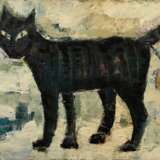 Herms, Regine (1937-2023) "Schwarze Katze" 2005, Öl/Leinwand, u.l. sign./dat., 60x80cm (m.R. 65,5x58,5cm) - Foto 1