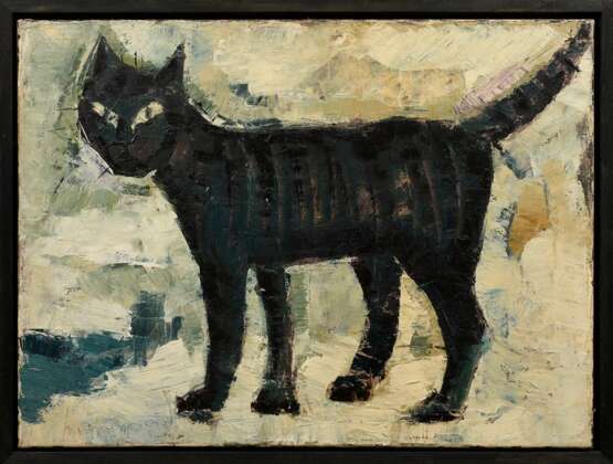 Herms, Regine (1937-2023) "Schwarze Katze" 2005, Öl/Leinwand, u.l. sign./dat., 60x80cm (m.R. 65,5x58,5cm) - Foto 2