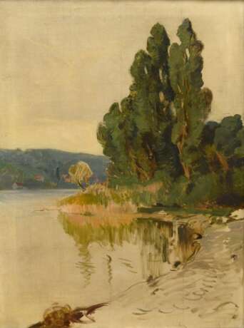 Ritter, Caspar (1861-1923) "Am Seeufer", Öl/Leinwand, verso bez., Prunkrahmen, 111x82,5cm (m.R. 132x104,5cm) - Foto 1