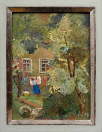 Bunge, Kurt (1911-1998) „Wäsche im Garten“, Öl/Malpappe, u.m. sign., 37x27cm (m.R. 43,5x33,8cm) - photo 2