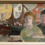 Mannig, Kurt (1912-1996) "Paar am Hafen", Öl/Leinwand, u.l. sign., verso gewidmet/bez., 42x54,2cm (m.R. 45,7x57,3cm) - photo 2