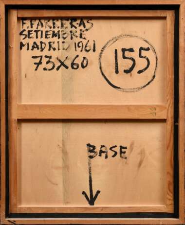 Farreras, Francisco (1927-2021) "Abstrakte Komposition (155)" 1961, Mischtechnik/Holz, verso sign./dat./bez., 73x60cm (m.R. 75x62cm) - photo 2