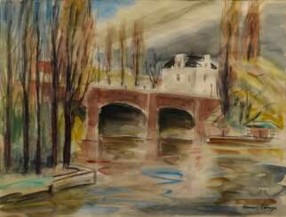 Runge, Hannes (1907-1975) &quot;Krugkoppelbrücke&quot;, Aquarell/Bleistift, u.r. sign., 44,5x58,5cm (m.R. 66,5x79,5cm)