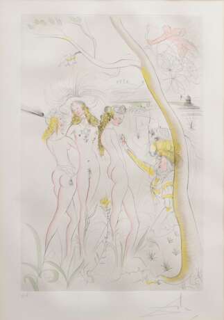 Dali, Salvador (1904-1989) "Das Urteil des Paris" um 1963, Farbradierung, e.a., u. sign./bez., aus: "Mythologique Nouvelle", PM 58x39cm (m.R. 84,5x64,5cm) - photo 2